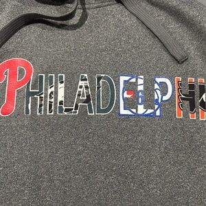 Philadelphia Sports Team Hoodie Sweatshirt Phillies Eagles Sixers Flyers Grey L